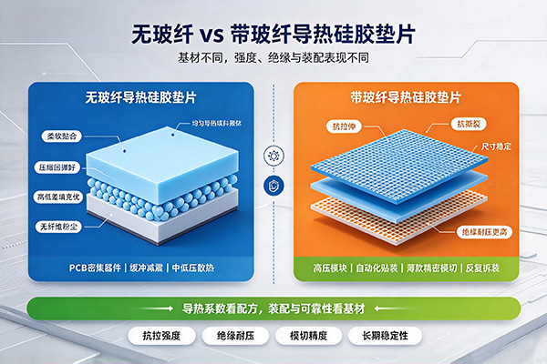 无玻纤与带玻纤导热硅胶垫片区别在哪？